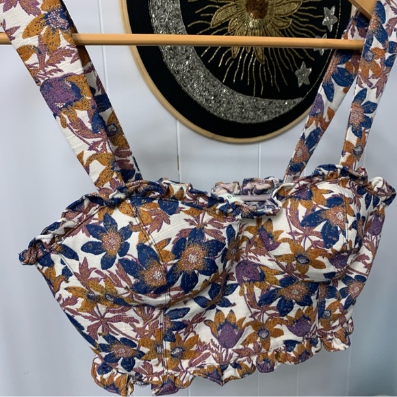 Anthropologie Sachin Babi Jacquard Sweetheart Crop Top Bustier Corset Tapestry - Picture 9 of 14